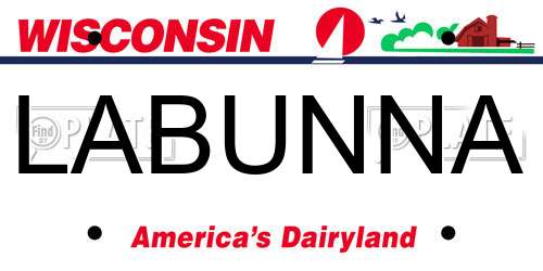 LABUNNA Wisconsin License Plate