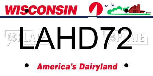 LAHD72 Wisconsin License Plate