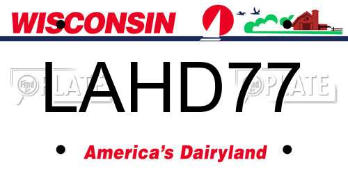 LAHD77 Wisconsin License Plate