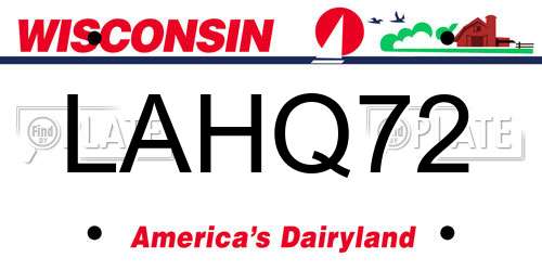 LAHQ72 Wisconsin License Plate