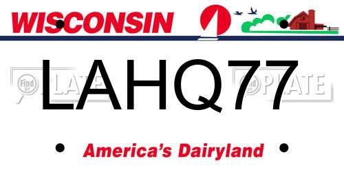 LAHQ77 Wisconsin License Plate