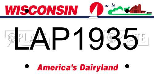 LAP1935 Wisconsin License Plate