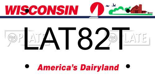 LAT82T Wisconsin License Plate