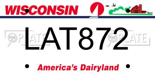 LAT872 Wisconsin License Plate