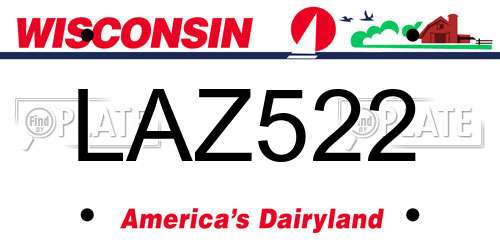 LAZ522 Wisconsin License Plate