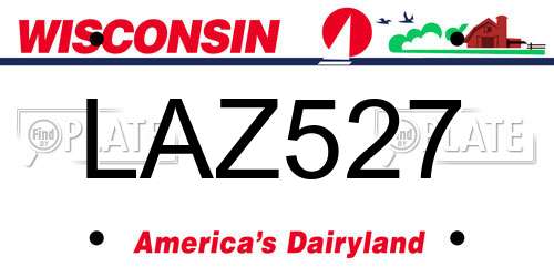 LAZ527 Wisconsin License Plate