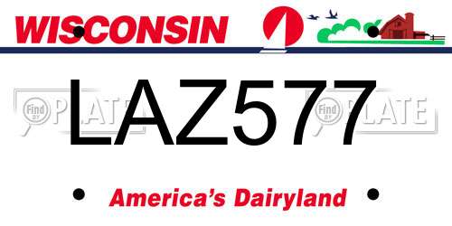 LAZ577 Wisconsin License Plate