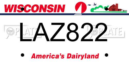 LAZ822 Wisconsin License Plate