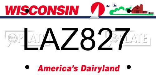 LAZ827 Wisconsin License Plate