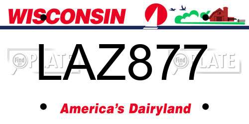 LAZ877 Wisconsin License Plate