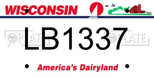 LB1337 Wisconsin License Plate