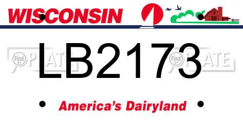 LB2173 Wisconsin License Plate