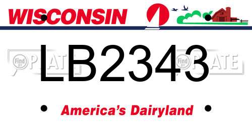 LB2343 Wisconsin License Plate