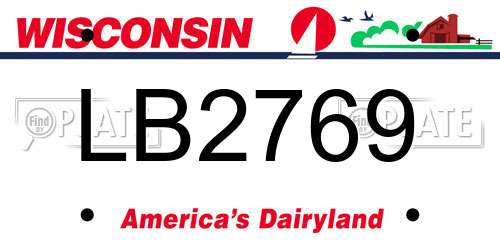 LB2769 Wisconsin License Plate