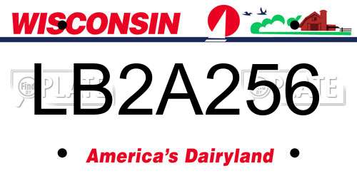 LB2A256 Wisconsin License Plate