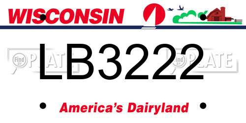 LB3222 Wisconsin License Plate