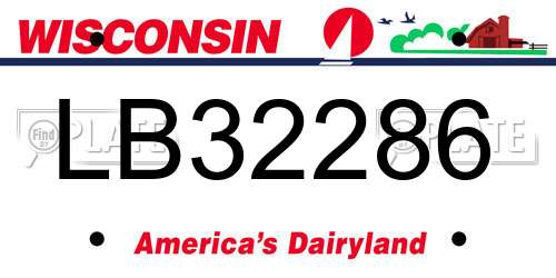 LB32286 Wisconsin License Plate
