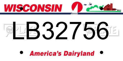 LB32756 Wisconsin License Plate
