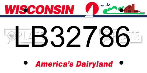 LB32786 Wisconsin License Plate