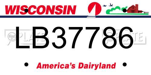 LB37786 Wisconsin License Plate