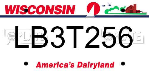 LB3T256 Wisconsin License Plate