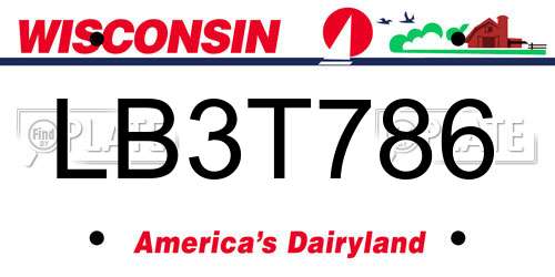 LB3T786 Wisconsin License Plate
