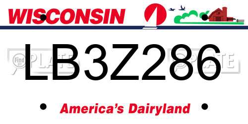 LB3Z286 Wisconsin License Plate