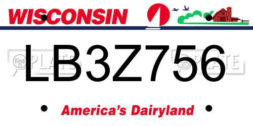 LB3Z756 Wisconsin License Plate