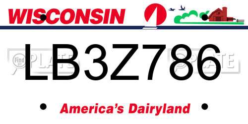 LB3Z786 Wisconsin License Plate