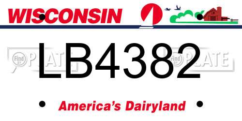 LB4382 Wisconsin License Plate