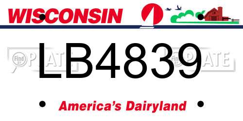LB4839 Wisconsin License Plate