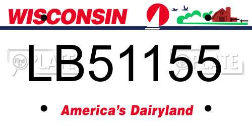 LB51155 Wisconsin License Plate