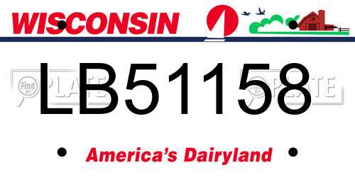 LB51158 Wisconsin License Plate