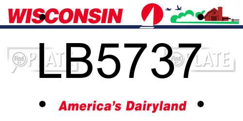 LB5737 Wisconsin License Plate