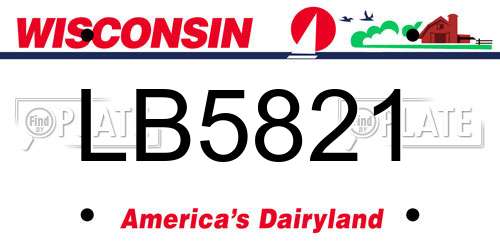 LB5821 Wisconsin License Plate