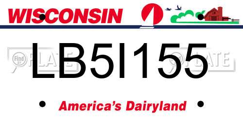 LB5I155 Wisconsin License Plate