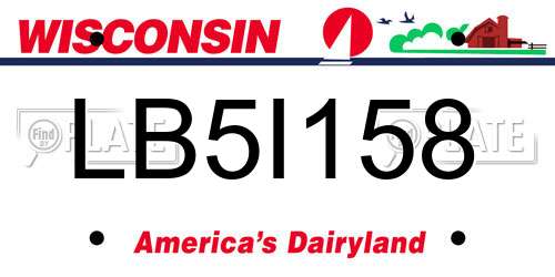 LB5I158 Wisconsin License Plate