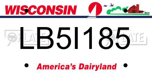LB5I185 Wisconsin License Plate