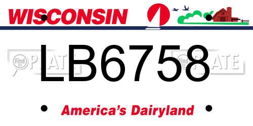 LB6758 Wisconsin License Plate