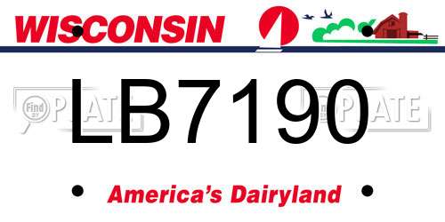 LB7190 Wisconsin License Plate