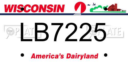 LB7225 Wisconsin License Plate