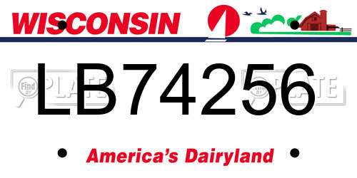 LB74256 Wisconsin License Plate