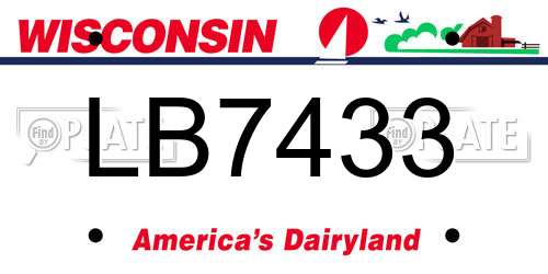 LB7433 Wisconsin License Plate