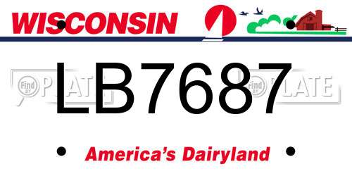 LB7687 Wisconsin License Plate