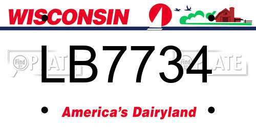 LB7734 Wisconsin License Plate