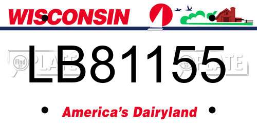 LB81155 Wisconsin License Plate