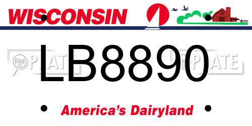 LB8890 Wisconsin License Plate