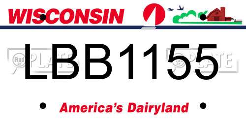 LBB1155 Wisconsin License Plate