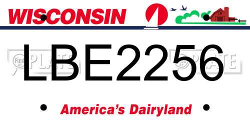 LBE2256 Wisconsin License Plate