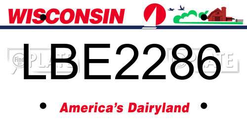 LBE2286 Wisconsin License Plate